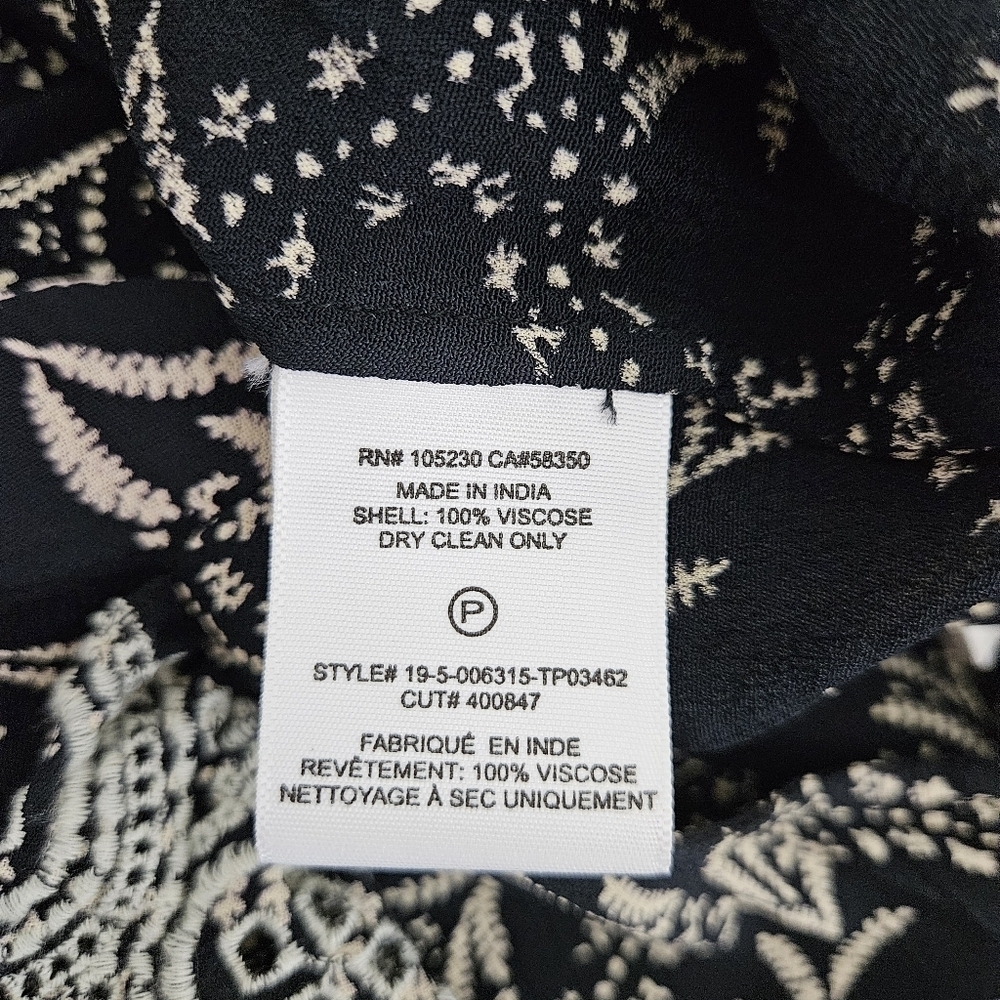 JOIE Blouse Black Floral Embroidered Ruffle Long Sleeve Button Front Shirt Small - Picture 8 of 8
